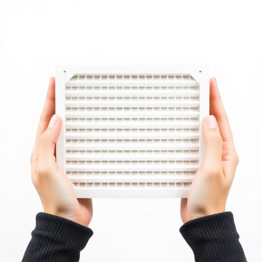 Technician sliding a clean pleated air filter into a home HVAC return vent during a filter replacement service in Palm Coast, FL