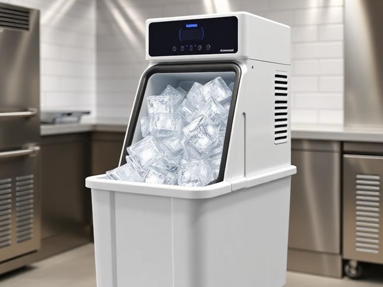 Ice-O-Matic commercial ice maker — Air-cooled cube machine with bin